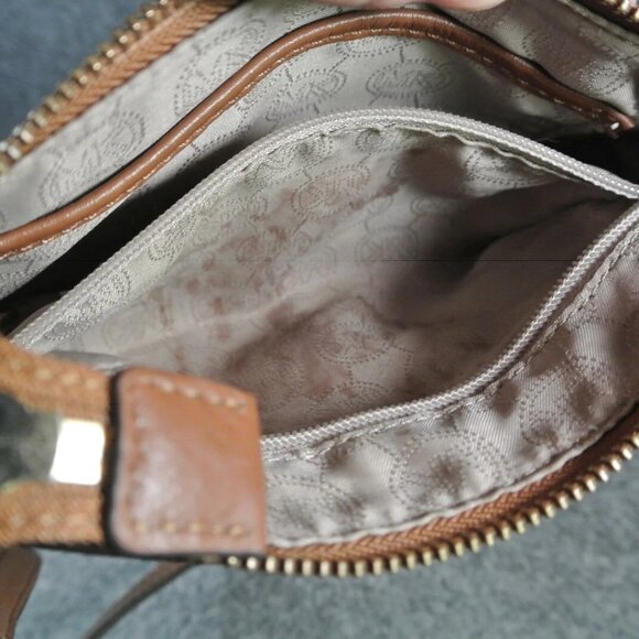 Michael Kors Brown Leather Crossbody Mini Purse Bag Small MK Handbag - Picture 6 of 13